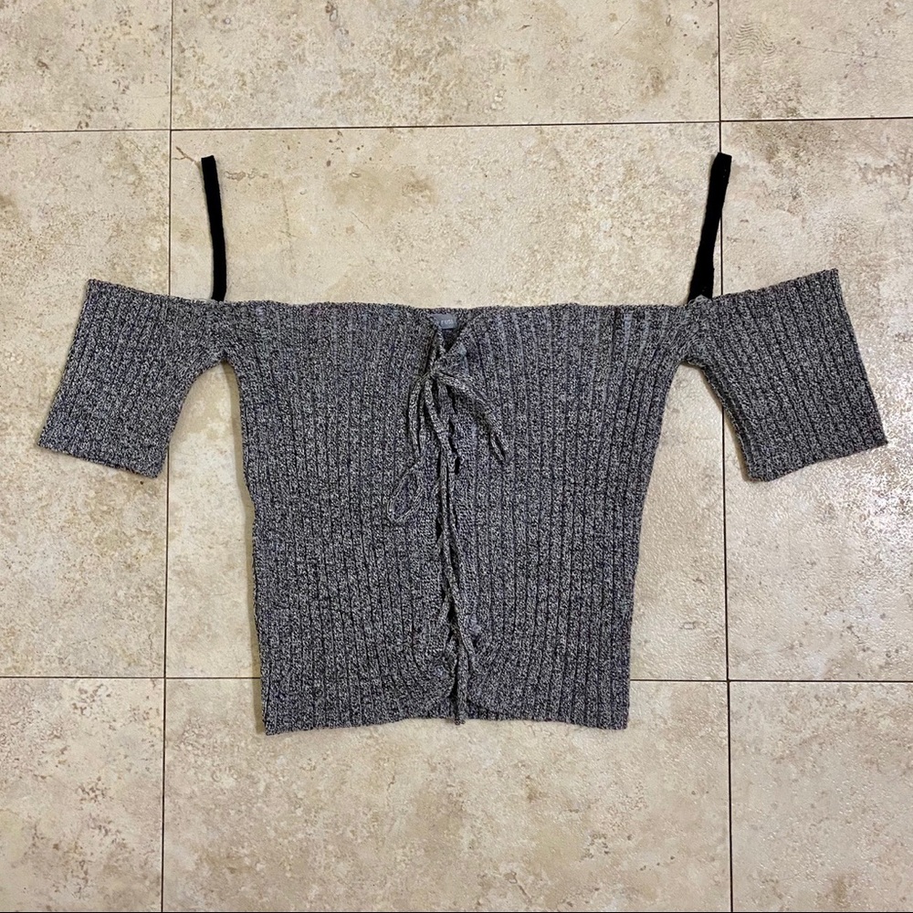Lace Up Bardot Crop Top✨ - Picture 1 of 4